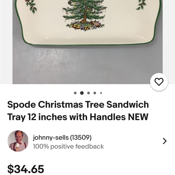 Spode Festive Green Christmas Tree Tray - Picture 1 of 3